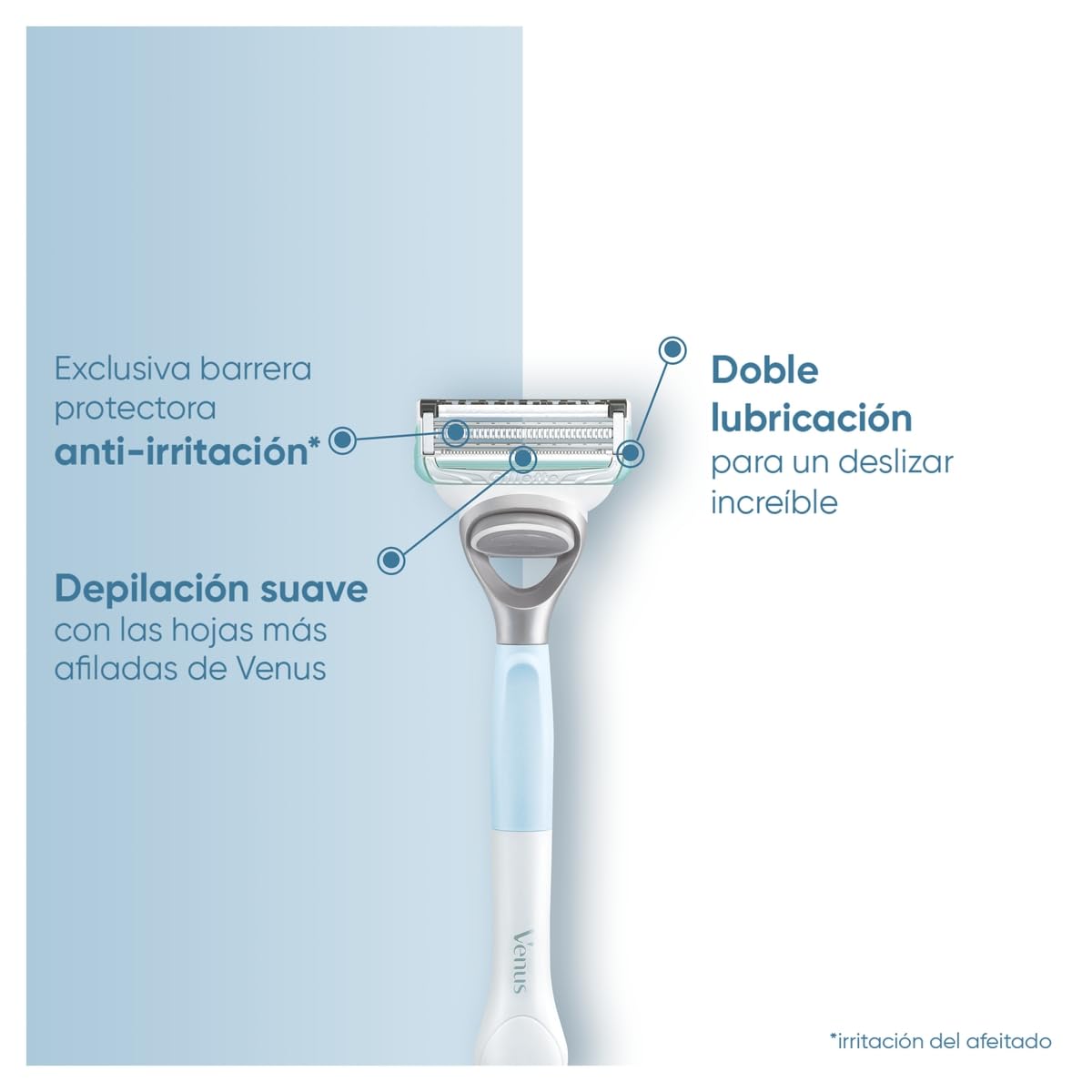 GILLETTE Venus para Área Íntima, Cartucho de Rastrillo para Mujer, 4 Repuestos para Rastrillo Venus, Barrera Anti Irritación, Depilación Zona Íntima