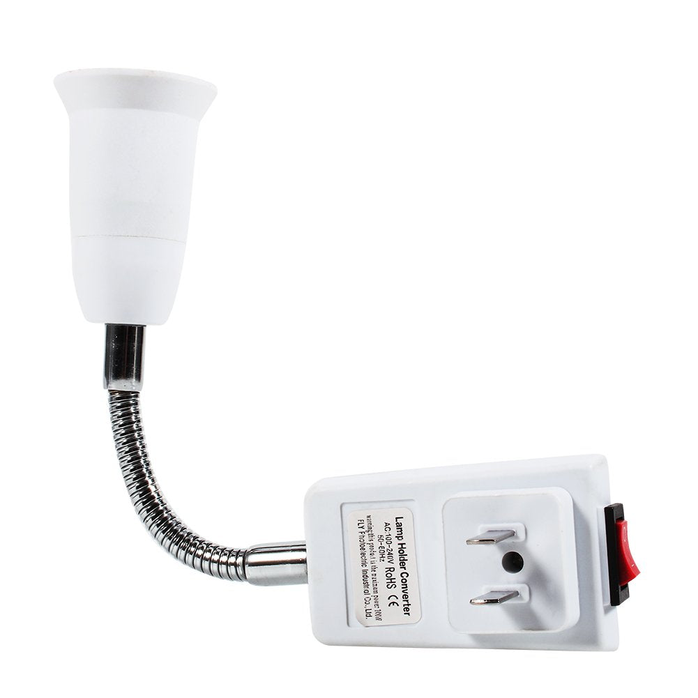 GLOGLOW Adaptador de Enchufe E27 Interruptor de Encendido/Apagado E27 Enchufe de bulbos de lámpara Tornillo Socket Socket Adapter Converter Extensores de Cable de extensión Flexibles(US Plug)