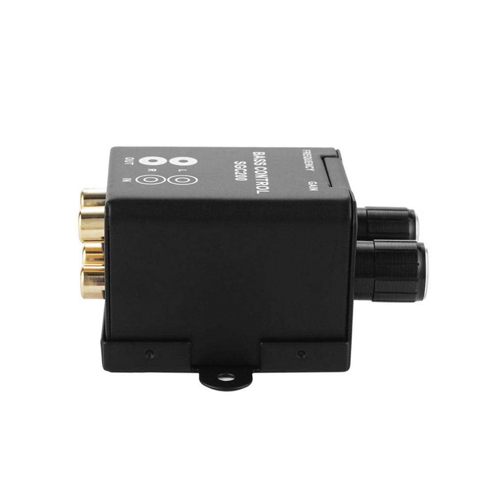 Denpetec driver de graves para coche, amplificador de audio para coche, ecualizador de subwoofer, regulador de volumen cruzado, perilla de driver de graves