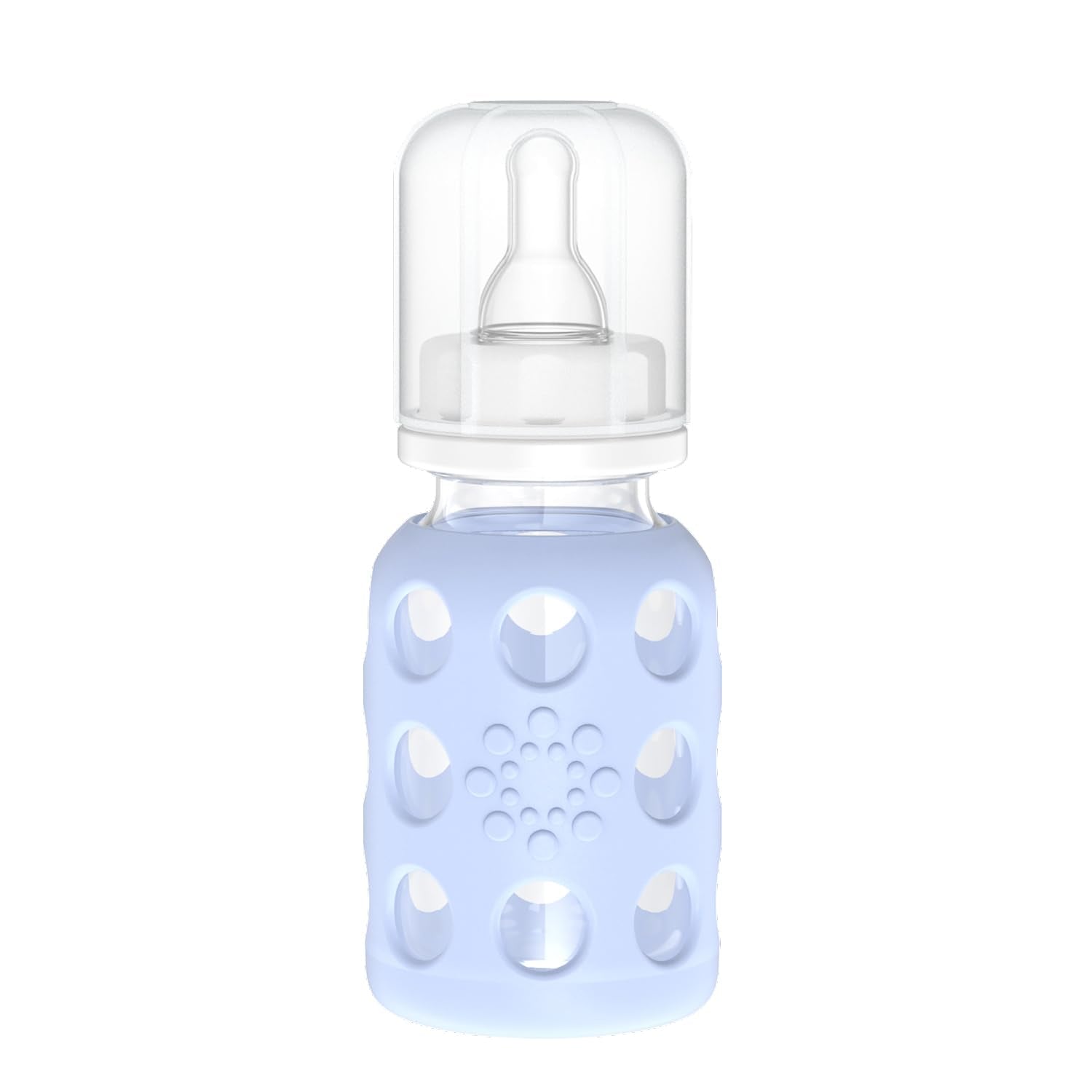 Lifefactory - Biberón de vidrio con pezón de etapa 1 y funda protectora de silicona, 4 onzas
