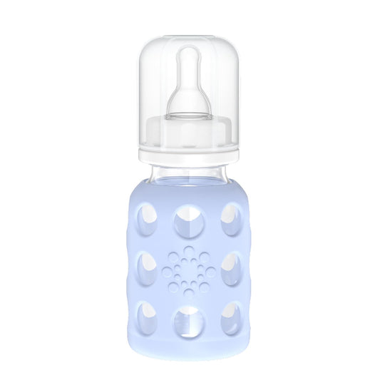 Lifefactory - Biberón de vidrio con pezón de etapa 1 y funda protectora de silicona, 4 onzas