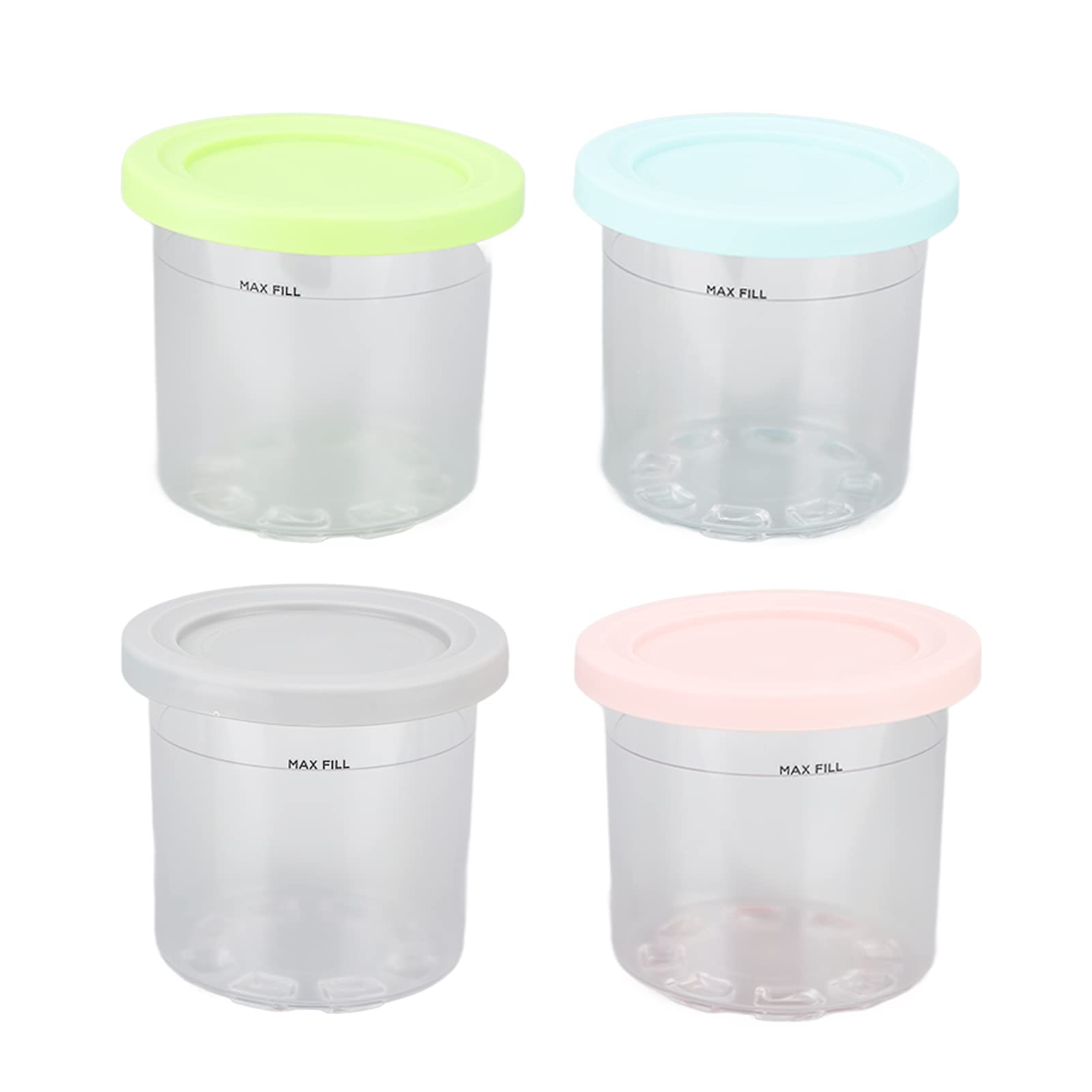Contenedor de Pinta de Helado de Repuesto para Pintas y Tapas, Paquete de 4, Vasos de 20 Oz Compatibles con NC299AMZ y NC300s Series Ice Cream Maker, Apto para Lavavajillas