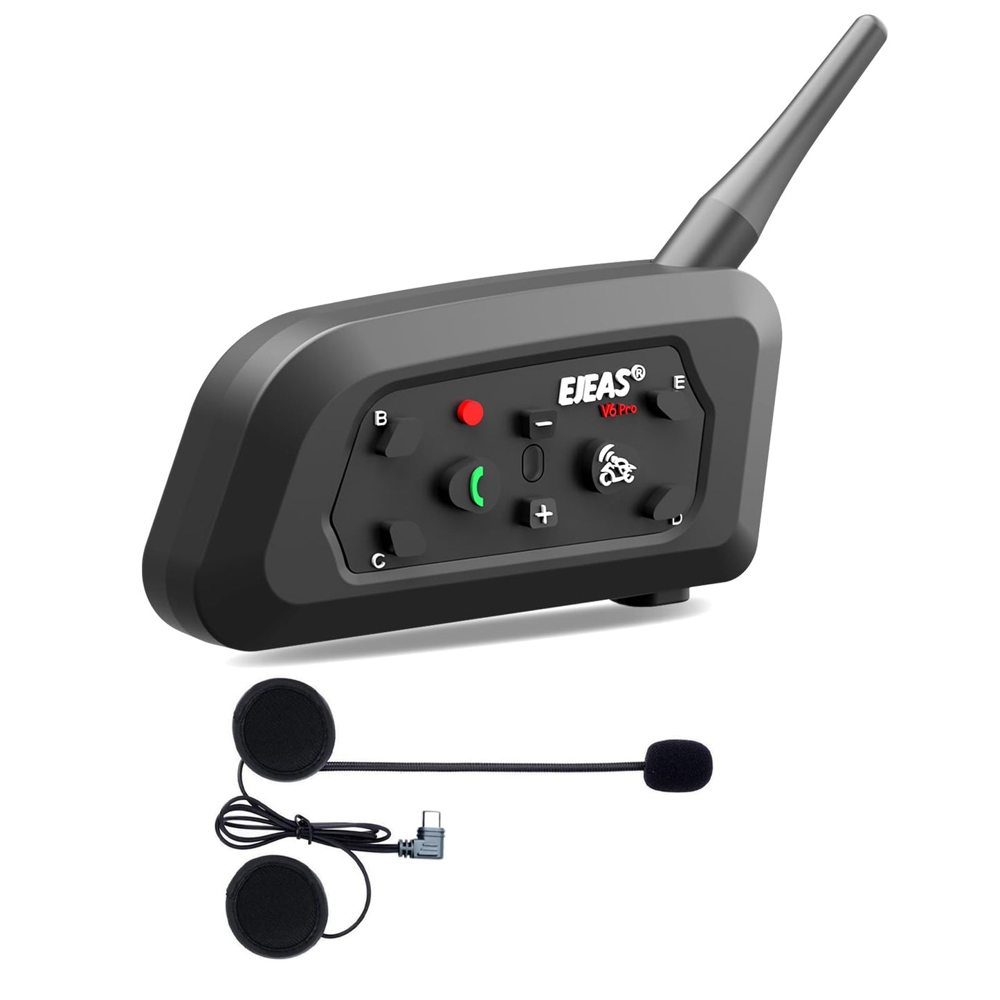 EJEAS V6 Motocicleta Auricular Bluetooth, 2 Riders 1200M Motocicleta Intercom Casco Sistema de Comunicación con Reducción de Ruido y Bluetooth 5.1 para Motociclismo Esquí y Escalada (1 Pack)