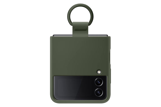 Funda Protectora Samsung Galaxy Z Flip 4 Verde Acabado Mate con Anillo y Lazo para Dedos