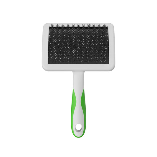 Andis 68540 - Cepillos autolimpiables para animales con cerdas curvadas de acero inoxidable para todas las razas, reduce el desprendimiento hasta un 90 %, elimina enredos, suciedad y cabello suelto, grande, verde