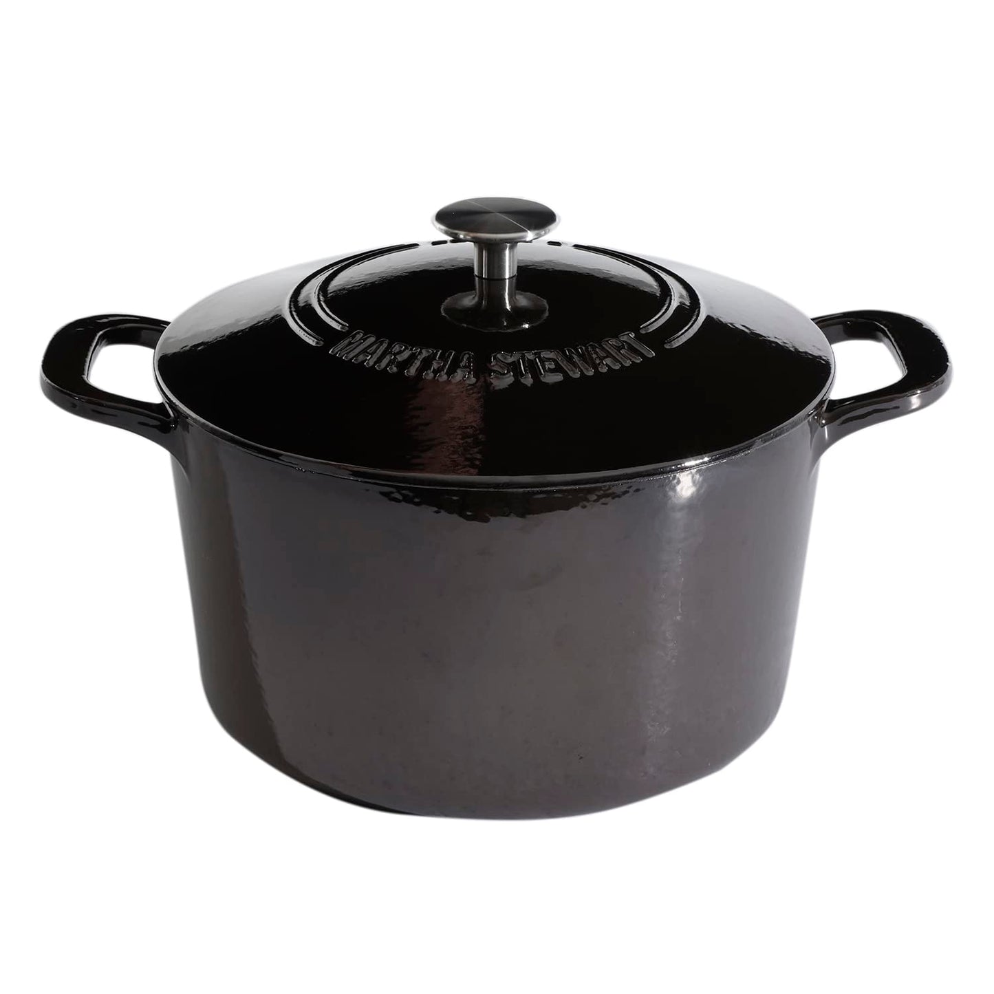 MARTHA STEWART Gatwick - Horno holandés de hierro fundido esmaltado de 7 cuartos de galón, color gris