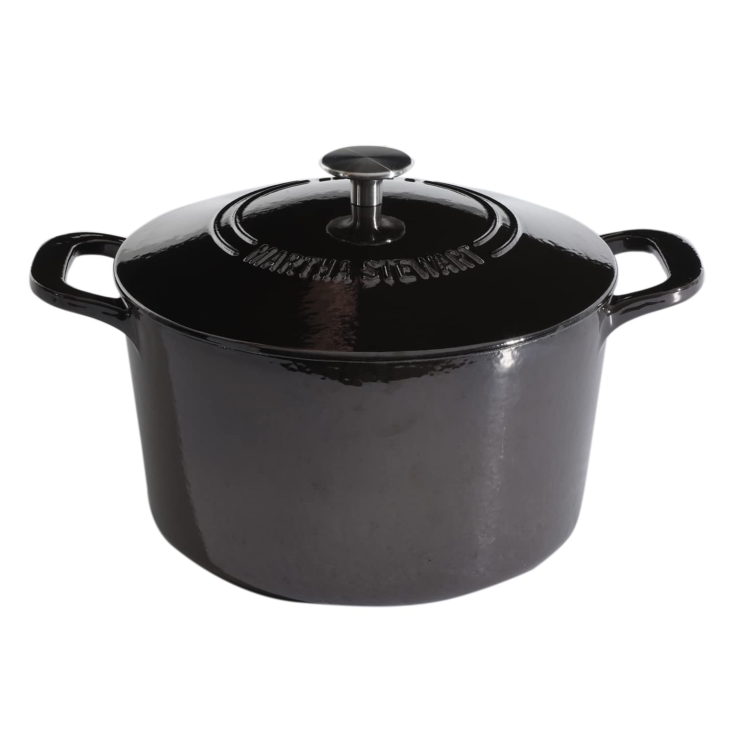 MARTHA STEWART Gatwick - Horno holandés de hierro fundido esmaltado de 7 cuartos de galón, color gris