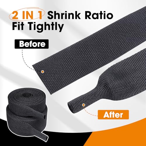 SUNNAREPOON Funda protectora de cuerda termorretráctil para evitar el sobrecalentamiento y deslizamiento, funda protectora para cable de motor de arrastre (2-5/8 pulgadas - 22 pies)