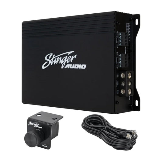 Amplificador de Audio Stinger MT-600.4 Negro compacto 4 Canales Clase D Hexfet Mosfet 1000W RMS con Filtros Cruzados