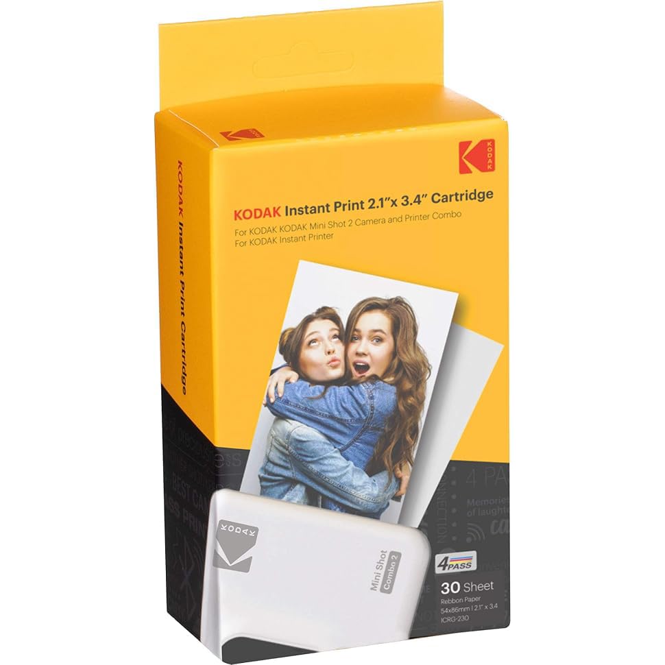 Cartucho de Proceso de Laminado Kodak 4PASS Compatible con Mini 2 Plus y Mini Shot 2 Retro Blanco