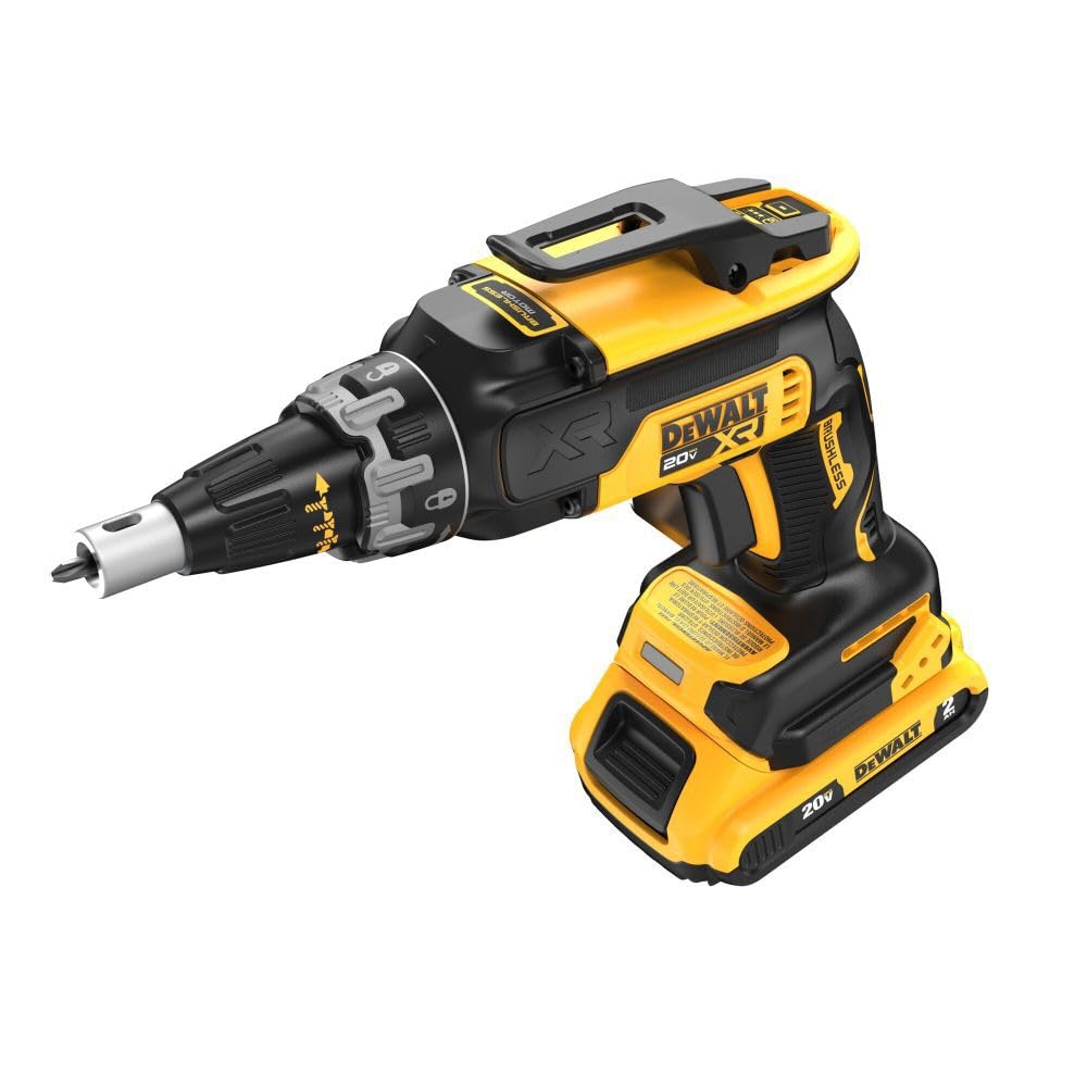 DEWALT - Destornillador para paneles de yeso máximo de 20 V con (2) baterías de 2 Ah y cargador (DCF630D2)