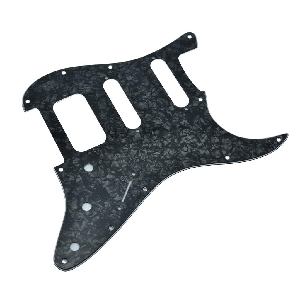Dopro Golpeador de guitarra Strat HSS de 11 agujeros, 2 tripulaciones Humbucking para American FD Stratocaster Black Pearl