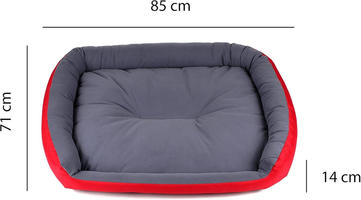Cama para Perro PETS APPAREL HILLS Roja y Gris, Resistente y Confortable, con Relleno Suave
