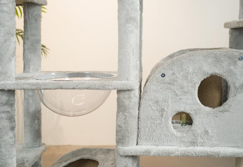 Rascador para Gatos UNA MASCOTA Gris con Diseño de Queso Varios Niveles 170CM