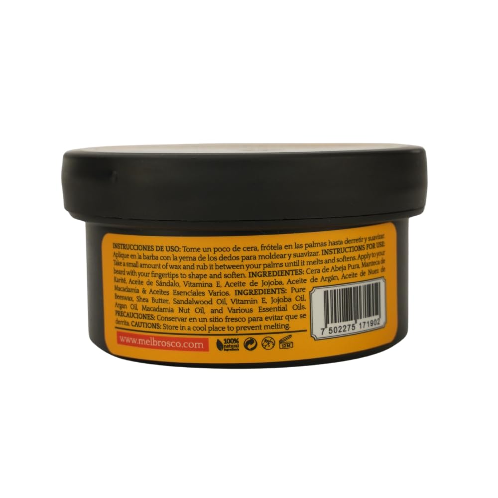 MEL BROS CO. - CERA DE ABEJA 3 OZ/Moldea y Suaviza Barba y Bigote 100% Ingredientes Naturales
