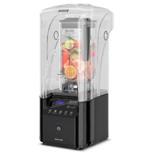 Lecon Chef - Licuadora de escudo silencioso comercial de 2200 W, batidora industrial profesional, color negro, 2.2 l/72 onzas, sin BPA, para triturar hielo, batidos y batidos para cocina