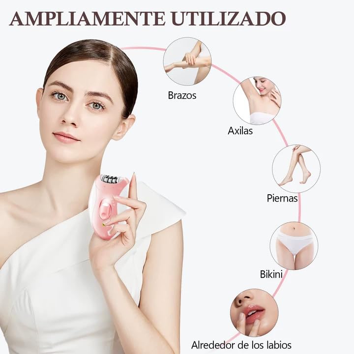 CAVIGLTE Depiladora Mujer, Depiladora Electrica Mujer, Maquina Depiladora Mujer para Axilas, Brazos, Piernas, Alrededor de los Labios