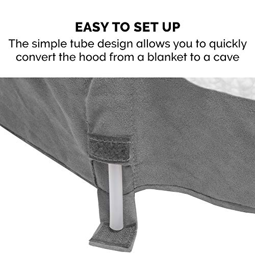 Furhaven Cama para Mascotas para Perros y Gatos, Manta de Sherpa y Gamuza, Cama ortopédica Redonda para Perros, Funda extraíble Lavable a máquina, Gris, 26 Pulgadas