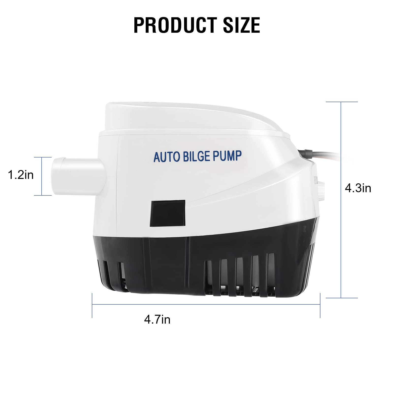 AURELIO TECH 750GPH Automatic Submersible Small Boat Bilge Water Pump with Float Switch 3/4 inch (19mm) Outlet Diameter Hose