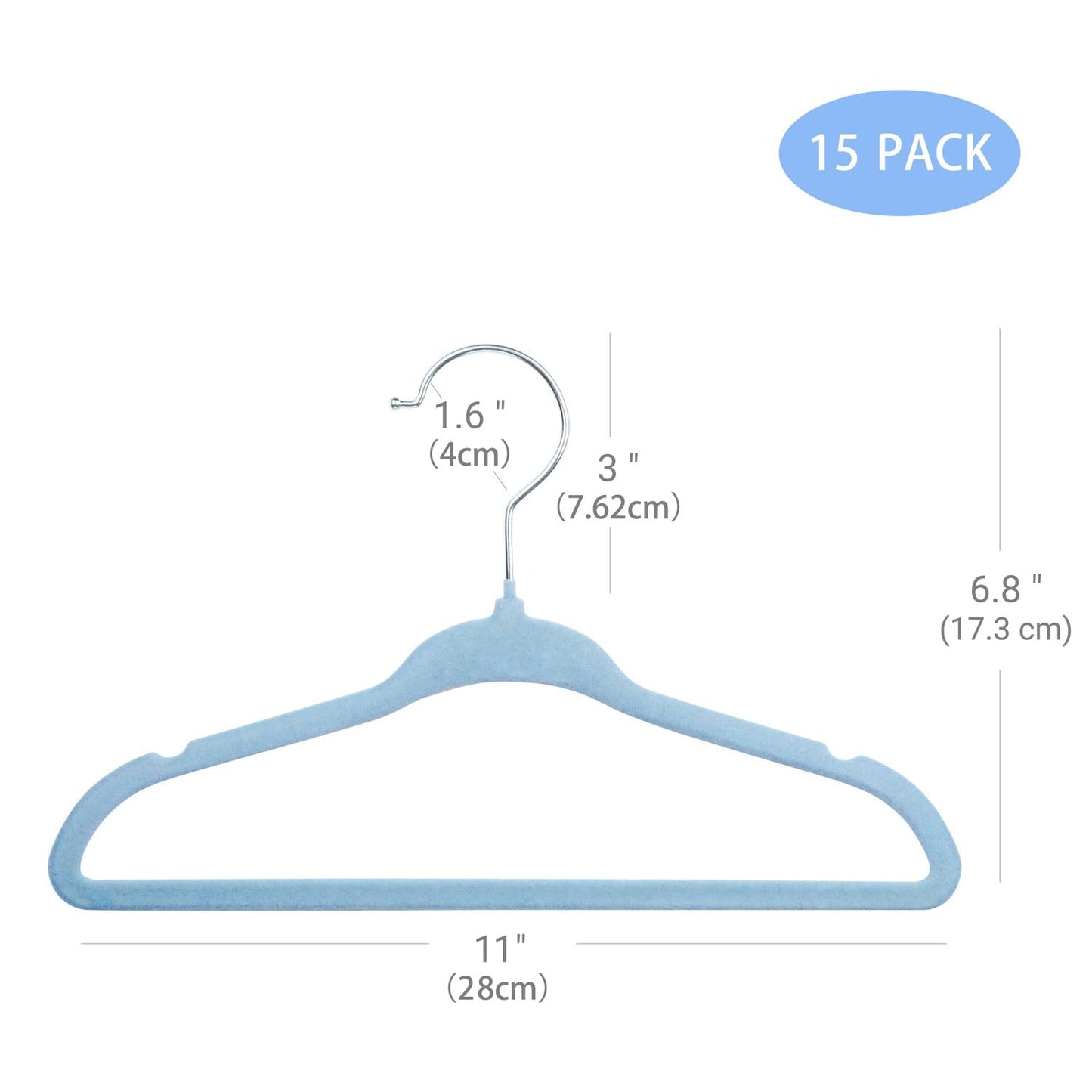 ManGotree Perchas de Terciopelo para Bebés de 28 cm Paquete de 15 Azul