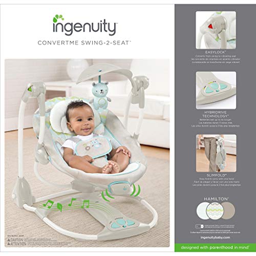 Ingenuity ConvertMe Swing-2-Seat - Hamilton, Color Beige, Paquete de 1