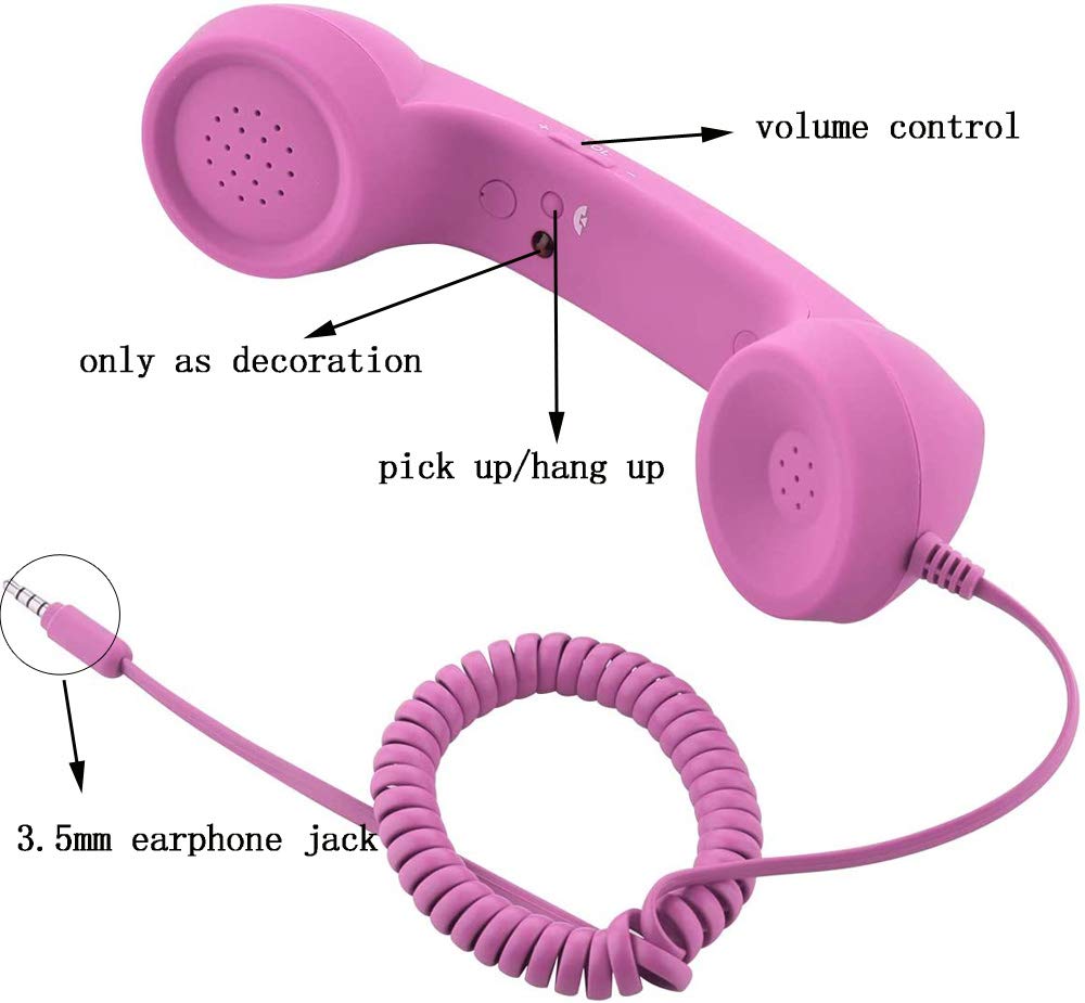 Altavoz Retro YTYKINOY Rosa con Receptor y Micrófono para Teléfonos Celulares y Smartphones