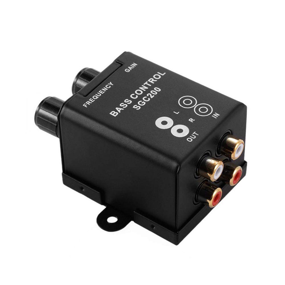 Denpetec driver de graves para coche, amplificador de audio para coche, ecualizador de subwoofer, regulador de volumen cruzado, perilla de driver de graves