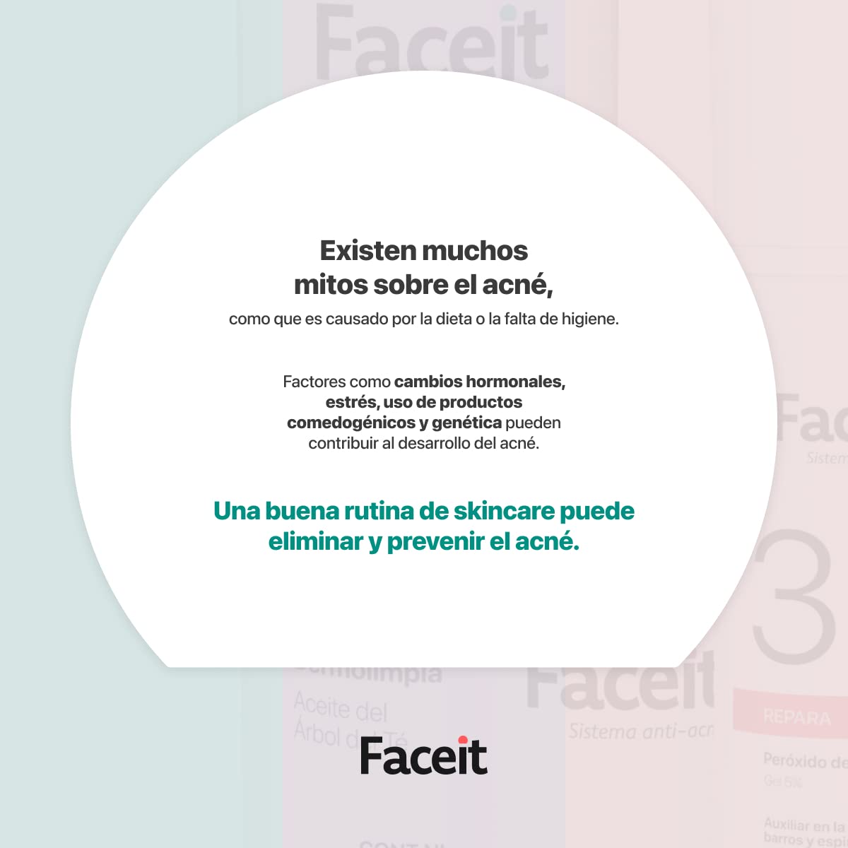 FACEIT Rutina para Combatir Acné de 3 Pasos: Limpia, Unifica y Repara tu Cara | Peróxido de Benzoílo 5% y Ácido Glicólico | Skincare | Acné Leve a Moderado | Sistema Antiacné Completo (Kit)