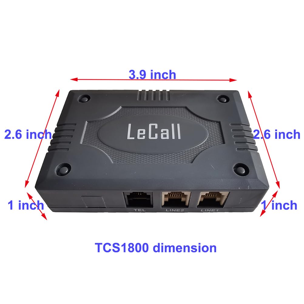 LeCall TCS1800 - Interruptor de teléfono de 2 líneas, 1 adaptador de teléfono, permite un teléfono con cable o inalámbrico de una sola línea para usar 2 líneas telefónicas