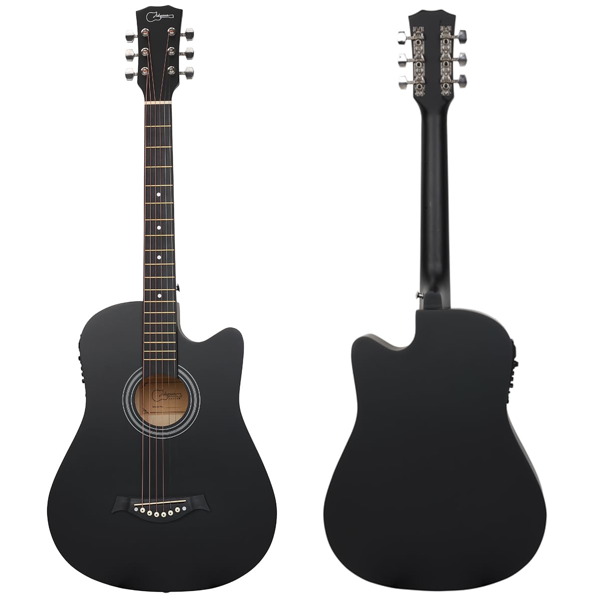 38 inch Electroacústica Guitarra Guitarra acustica con Afinadores,Correas,Cuerdas para Instrumentos,Plumillas,Cable amplificador guitarra,soul,Fundas para Guitarras 3/4(Black2)