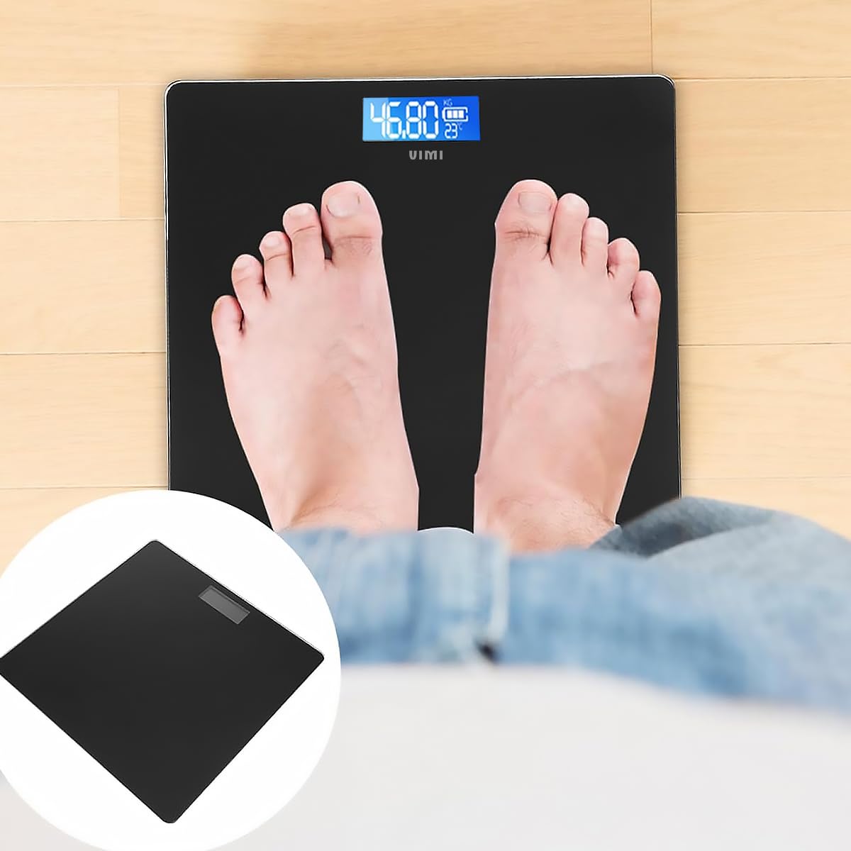 Báscula Digital Cuadrada Pesa Hasta 180 Kg (Negro)