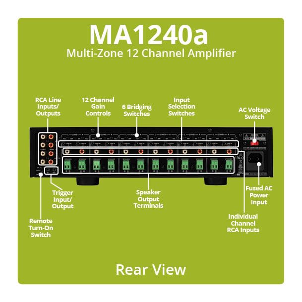 Dayton Audio MA1260 Amplifier Multi-Zone, 60WPC, 12 Channel