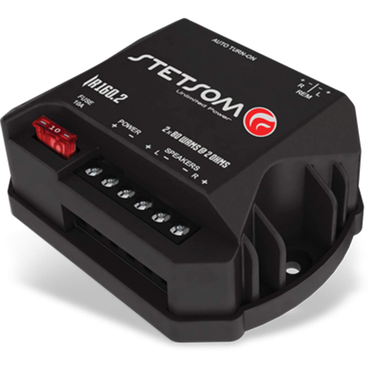 Amplificador Digital Compacto Stetsom IR 160.2 RCA 160 Vatios RMS Plata Multicanal para Coche