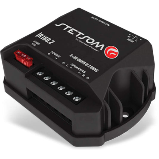 Amplificador Digital Compacto Stetsom IR 160.2 RCA 160 Vatios RMS Plata Multicanal para Coche