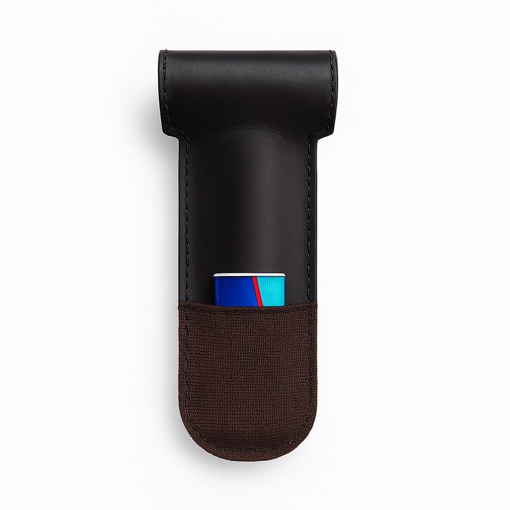PavinCrafter Funda de piel flor para maquinilla de afeitar | Estuche de doble filo | Funda protectora para maquinilla de afeitar de seguridad, hecha a mano, para viaje y almacenamiento | Accesorio de