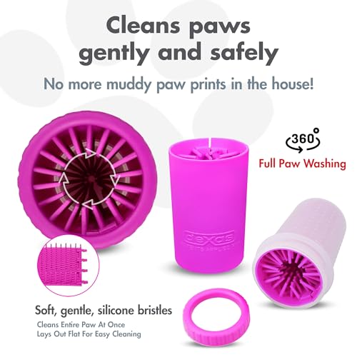 Dexas MudBuster - Limpiador portátil para patas de perro en fucsia para perros y gatos