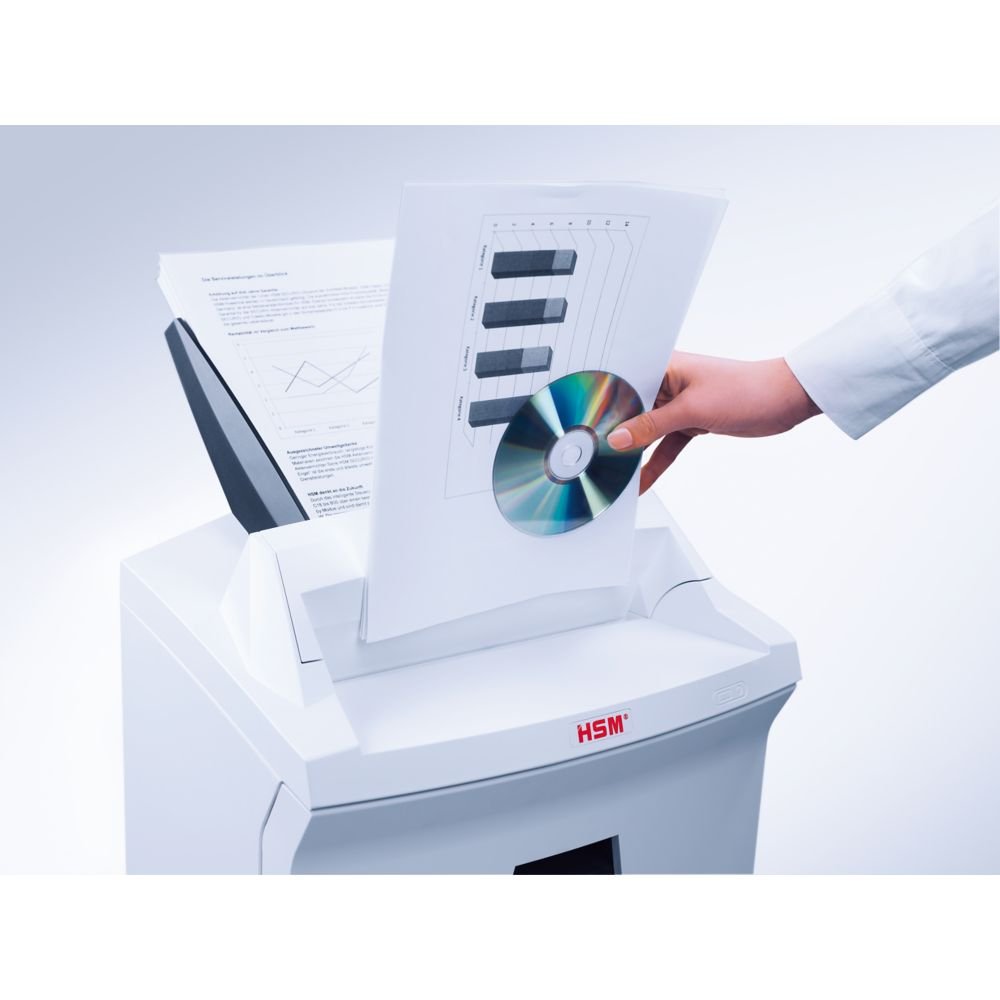 Trituradora de Papel HSM Securio Blanco Corte Cruzado Alimentación Automática, Microcorte 11-15 Hojas