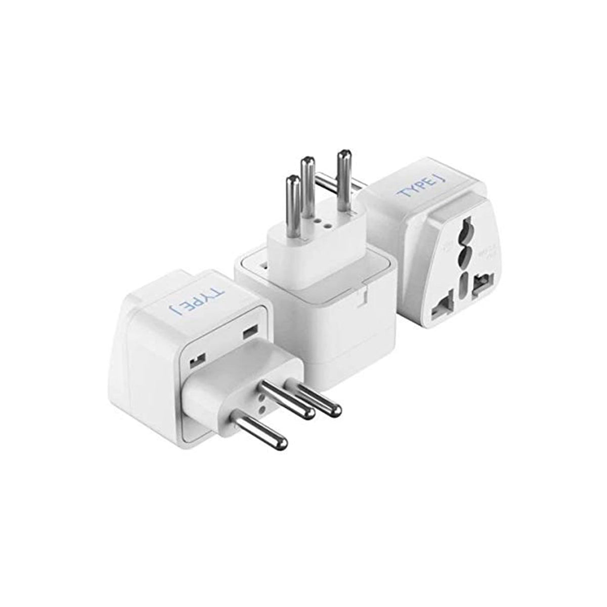 Adaptador de Enchufe de Viaje Ceptics Suiza Tipo J Universal Paquete de 3 Conectado a Tierra
