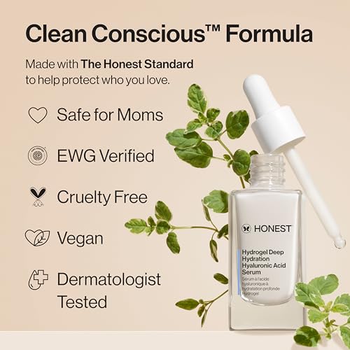 Honest Beauty Stay Hydrated Hyaluronic Acid + NMF Serum with 3 Types of Hyaluronic Acid | EWG Certified + Dermatologist Tested | Vegan + Cruelty Free | 30 mL