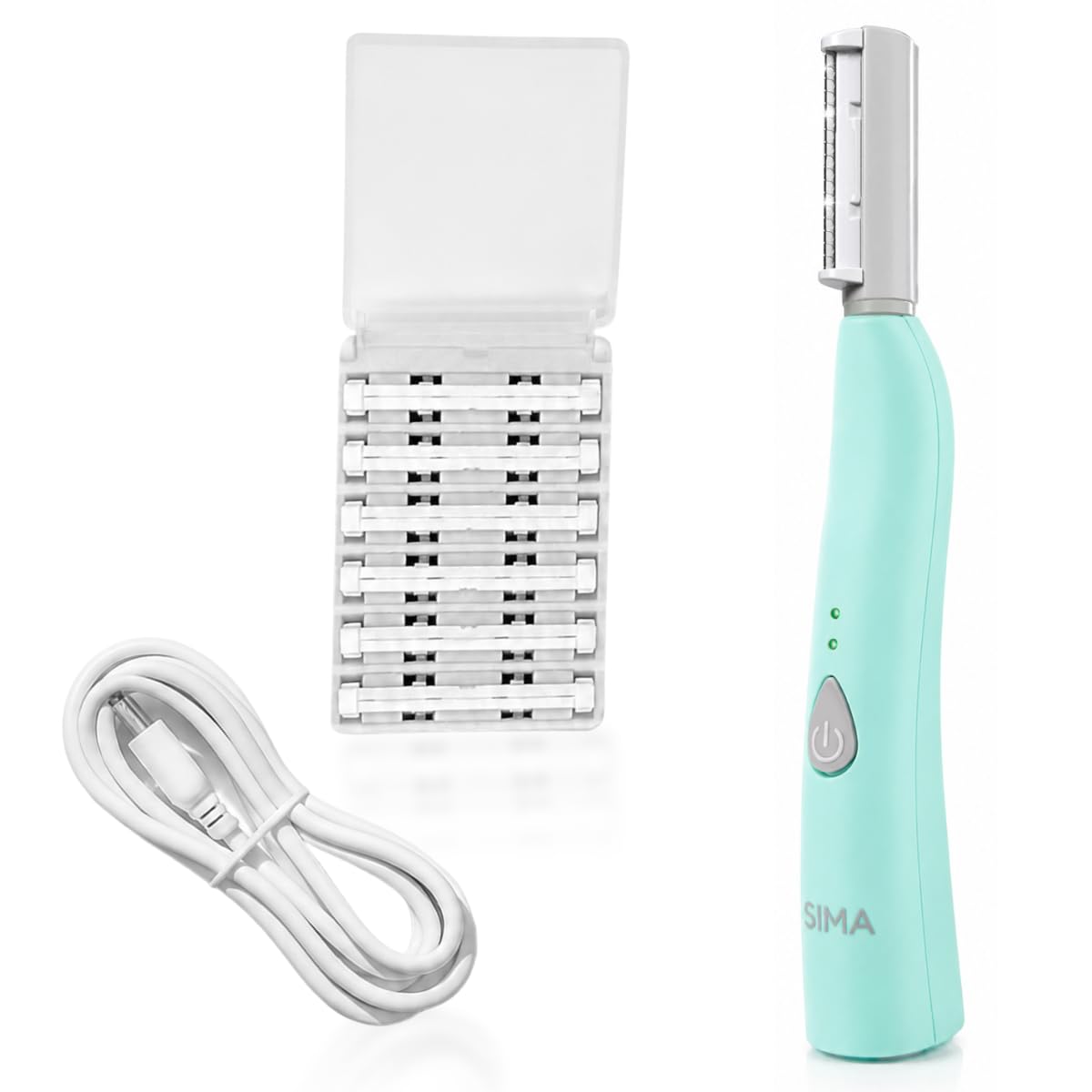 Spa Sciences SIMA Sonic Dermaplaning Tool-Profesional e indoloro 2 en 1 Exfoliación facial y sistema de depilación de melocotón con 7 semanas de tratamiento incluido|Anti-envejecimiento | 3 velocidades|Recargable