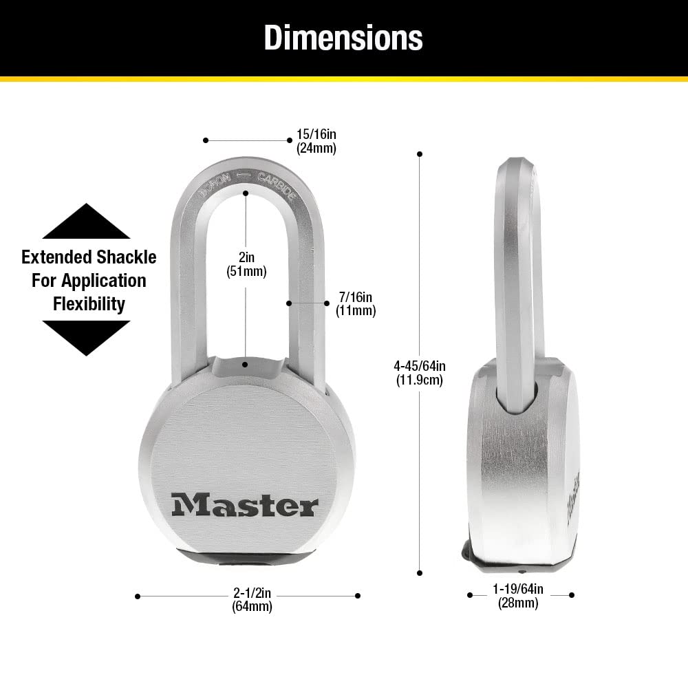 Candado Master Lock Magnum acero sólido plateado resistente a cortes para fenca o cobertizo