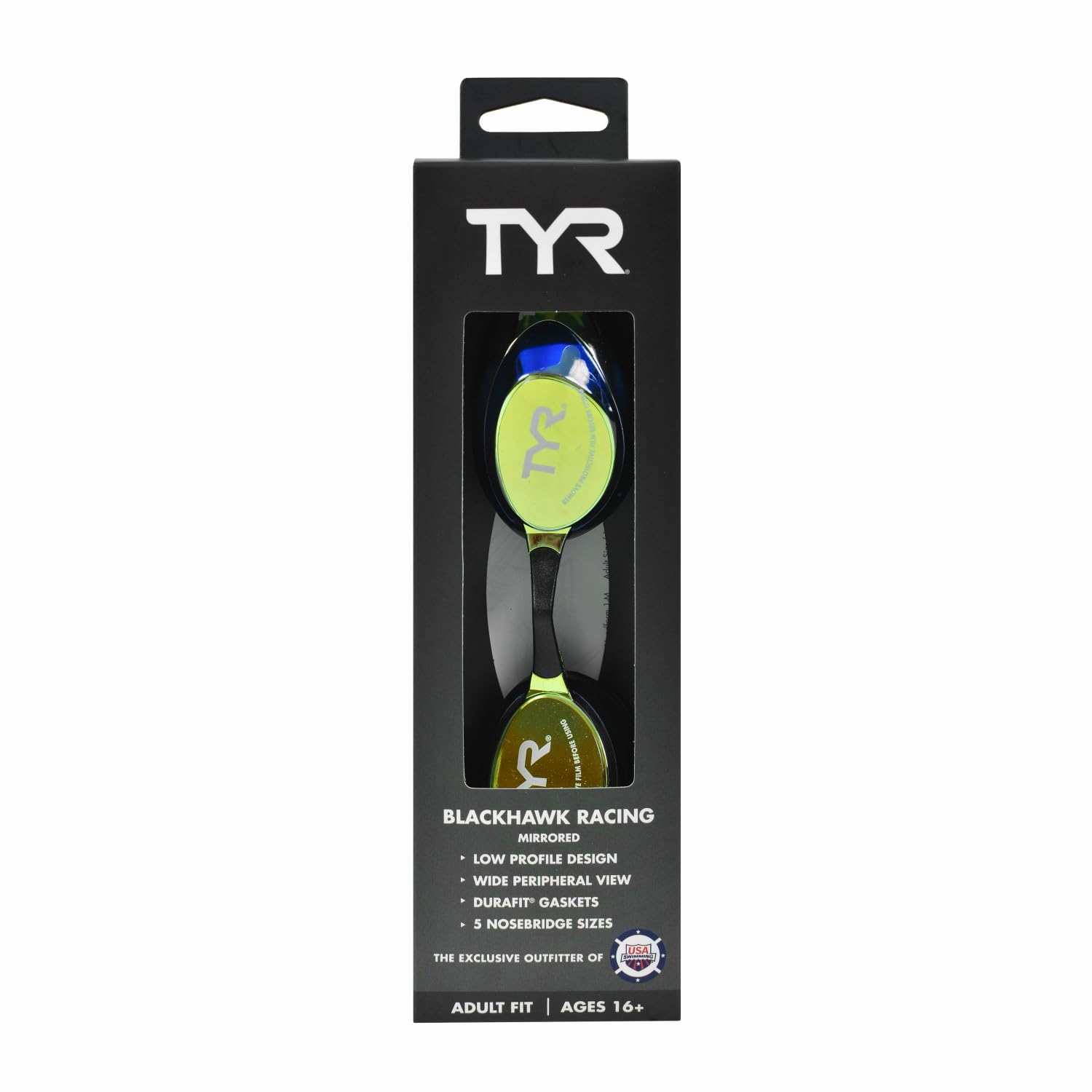 TYR Negro Hawk Racing anteojos Espejo, Negro, Dorado, (Gold Metal Rainbow Black), Una Talla