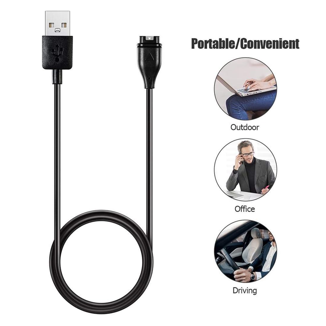 USTIYA Cargador para Garmin Fenix 8 E 7 7X 7s 6 6s 6X Pro Plus 5 5S 5X 5S Plus,Forerunner 165/965/955/945/935/265/255/245,Vivoactive 3 4,epix Gen 2,venu 3/3s/sq2 USB de Repuesto Smart Watch Cable