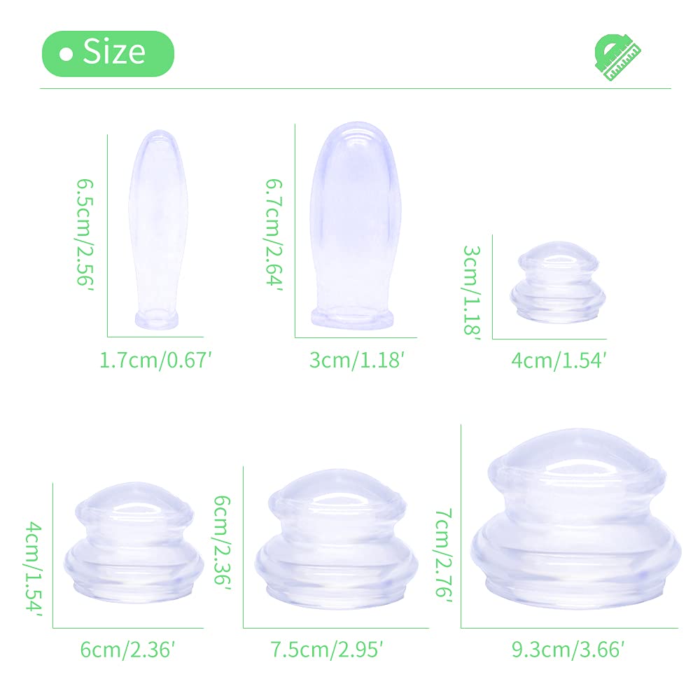 Juego de Terapia de Silicona TIBLEN Transparente con Ventosas de Vacío para Alivio del Dolor y Anticelulitis