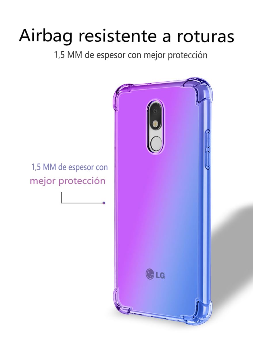 DABUNA Funda para LG Stylo 5 Case Uso Rudo,Transparente Colores Degradados Protectora de Cámara Anticaída Carcasa Bumper(Púrpura Azul)