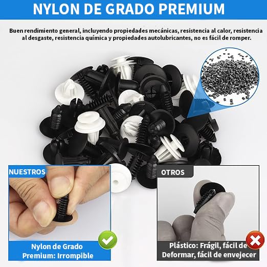 Grapas Automotrices Timotech Negras 120 Piezas con Clips Universales para Coche