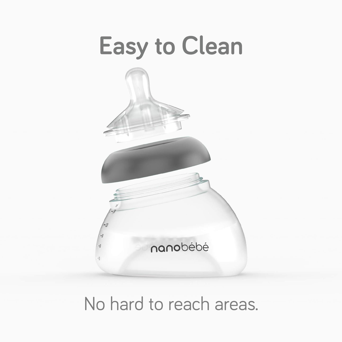 NANOBÉBÉ Kit de inicio anticólicos para biberón de leche materna Nanobebe con chupetes de silicona, adaptador para extractor de leche y tetinas de flujo lento - 147 g - Verde azulado/gris