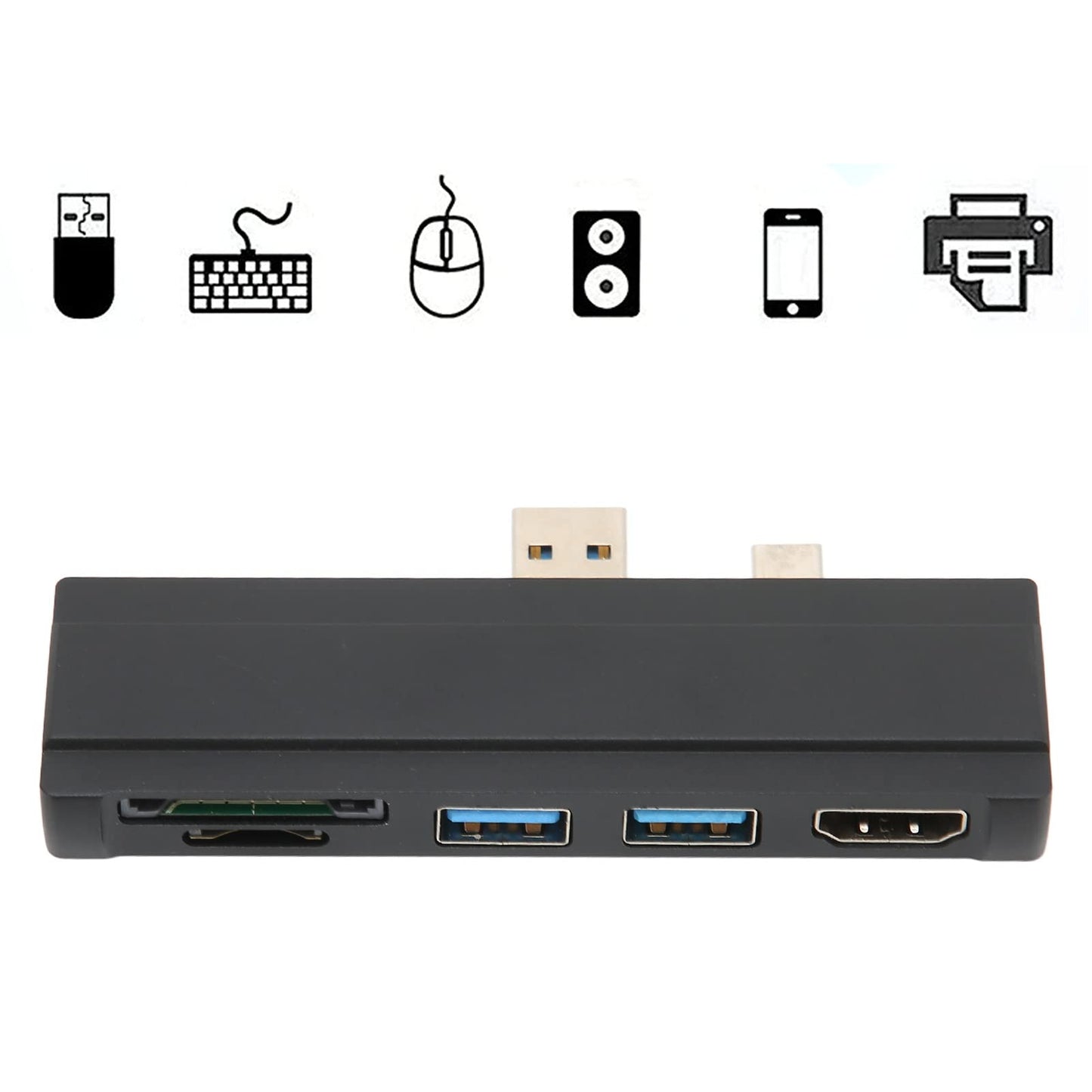 ciciglow para Docking Station, 5 en 1 4K Resolución 5Gbps Speed USB Hub Multiport Adapter, para Pro 4/5/6, para 10, para 8, para 7, para Vista, para XP(Negro)