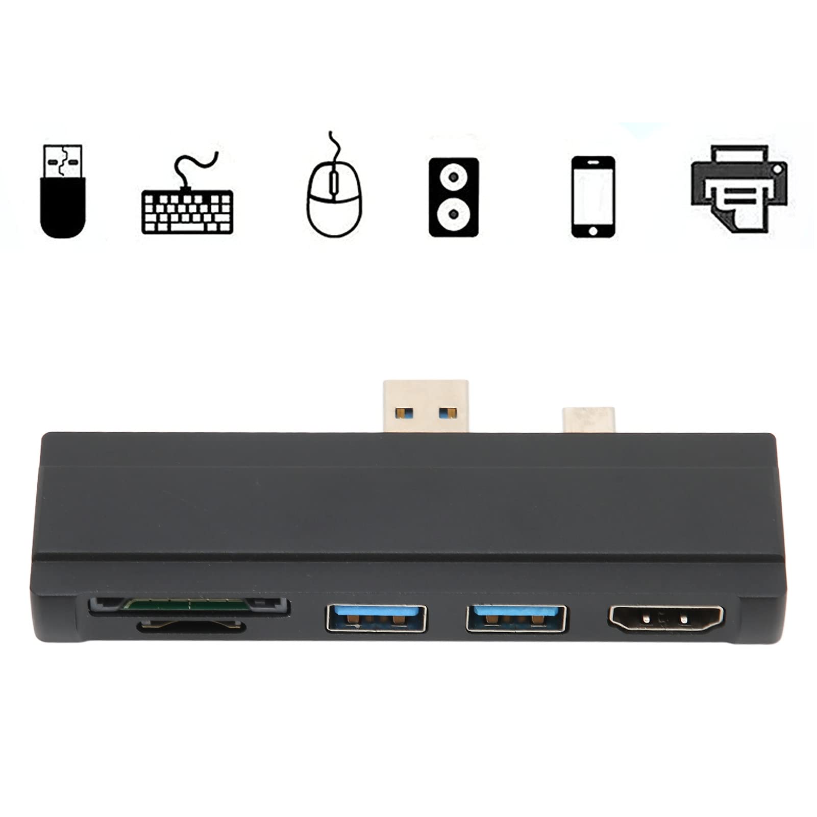 ciciglow para Docking Station, 5 en 1 4K Resolución 5Gbps Speed USB Hub Multiport Adapter, para Pro 4/5/6, para 10, para 8, para 7, para Vista, para XP(Negro)