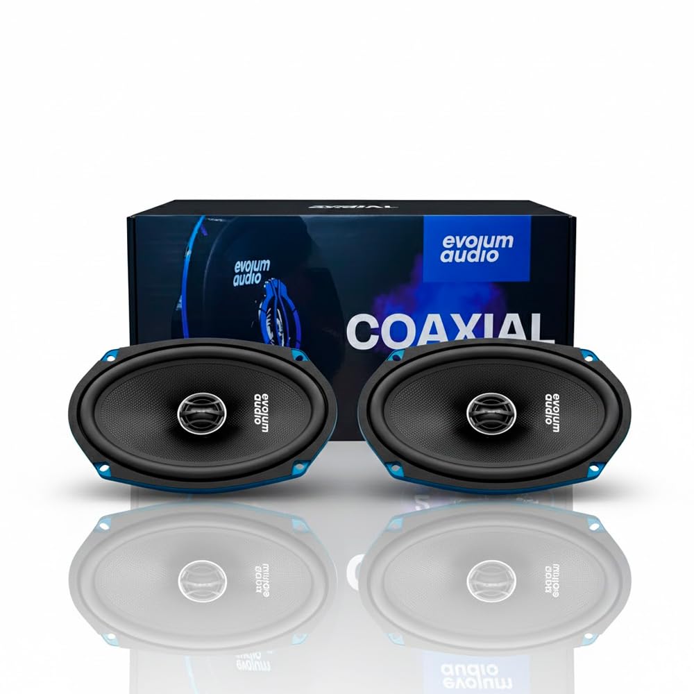 Evolum Audio - Kit Bocinas 2 Vías - Sonido Claro y Potente - Potencia RMS de 150 W - Gran Volumen y Claridad sin Distorsión - Fácil Instalación & Amplia Compatibilidad - Modelo Coaxial (6x9 in)